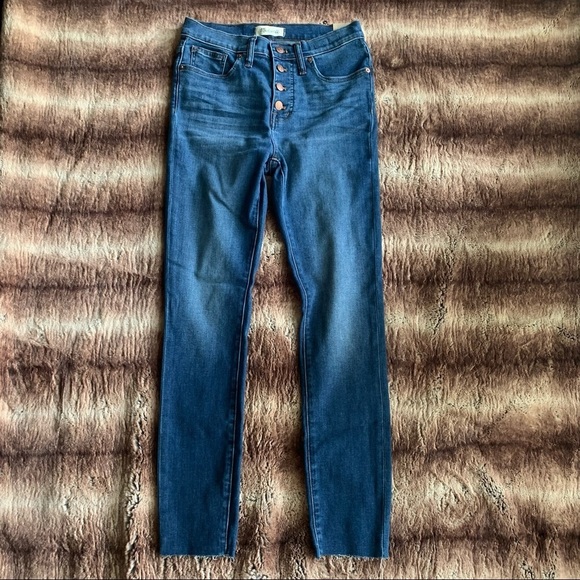 Madewell Mid Rise 9 Inch Button Front Skinny Jean - Picture 2 of 10